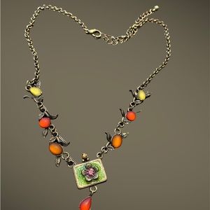 🌠Necklace Brass Link Colored Stones🌠